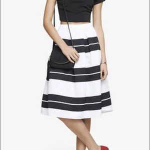 Express Black White Striped Circle A Line Skirt